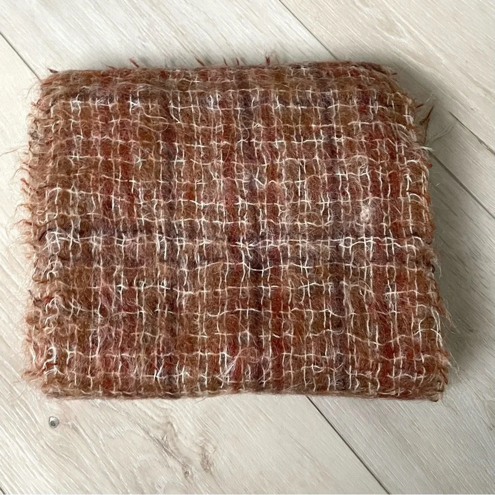 HIGHLANDS Vintage Mohair Wool Winter Scarf Made In Scotland Brown One Size